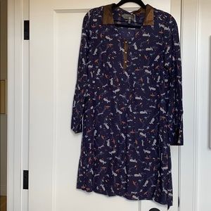 Cotélac blue print shirt dress with belt